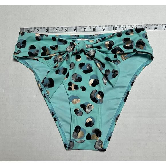 Womens Girls BCBG Two Piece Swim Suit Bikini Swimwear Abstract Print Teal XS EUC - Picture 12 of 15